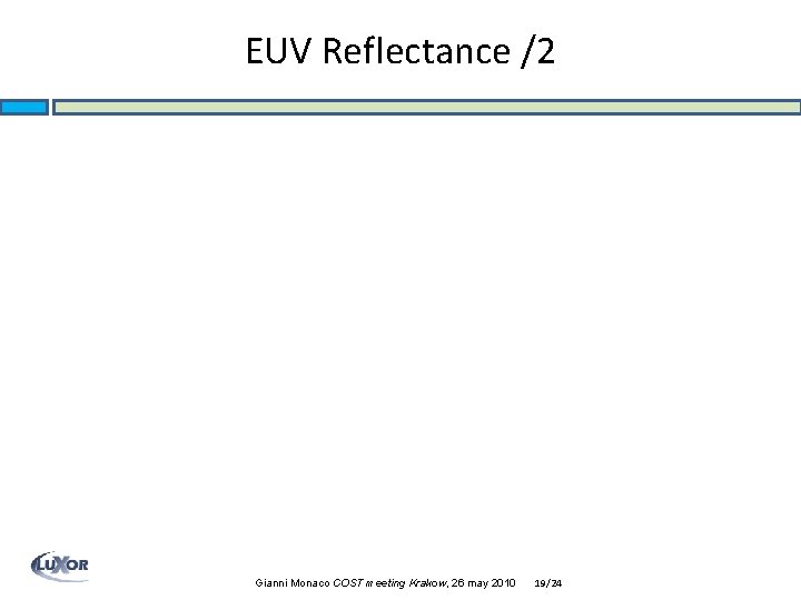 EUV Reflectance /2 Gianni Monaco COST meeting Krakow, 26 may 2010 19/24 