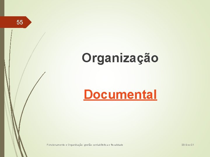 55 Organização Documental Funcionamento e Organização: gestão contabiíistica e fiscalidade 20 -Dec-21 