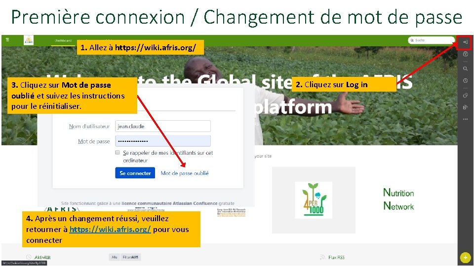 Première connexion / Changement de mot de passe 1. Allez à https: //wiki. afris.