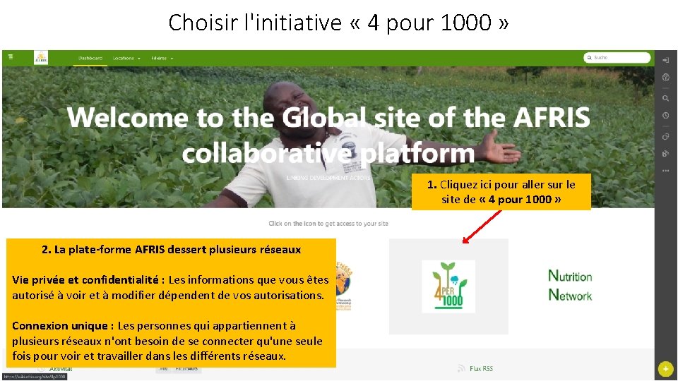 Choisir l'initiative « 4 pour 1000 » 1. Cliquez ici pour aller sur le