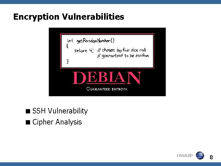 Encryption Vulnerabilities SSH Vulnerability Cipher Analysis OWASP 8 