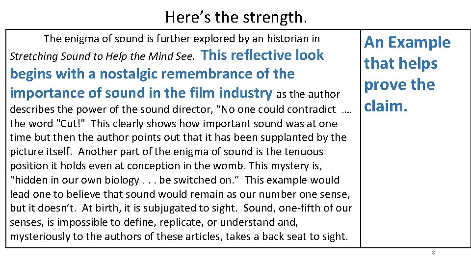 Here’s the strength. The enigma of sound is further explored by an historian in