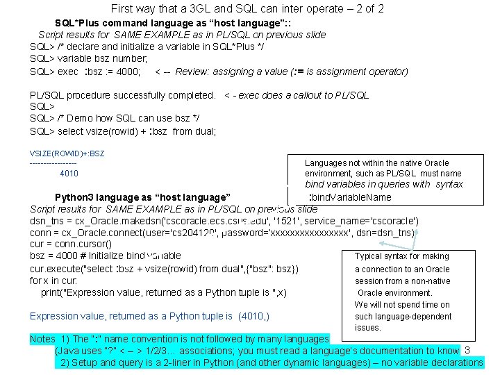 First way that a 3 GL and SQL can inter operate – 2 of First way that a 3 GL and SQL can inter operate – 2 of