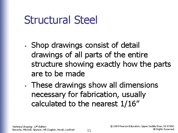 Structural Steel • • Shop drawings consist of detail drawings of all parts of
