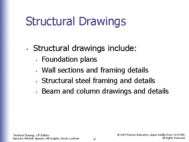 Structural Drawings • Structural drawings include: • • Foundation plans Wall sections and framing