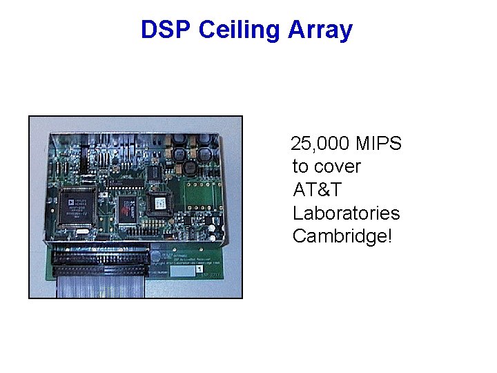 DSP Ceiling Array 25, 000 MIPS to cover AT&T Laboratories Cambridge! 