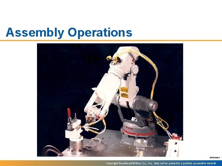 Assembly Operations Motoman Copyright Goodheart-Willcox Co. , Inc. May not be posted to a