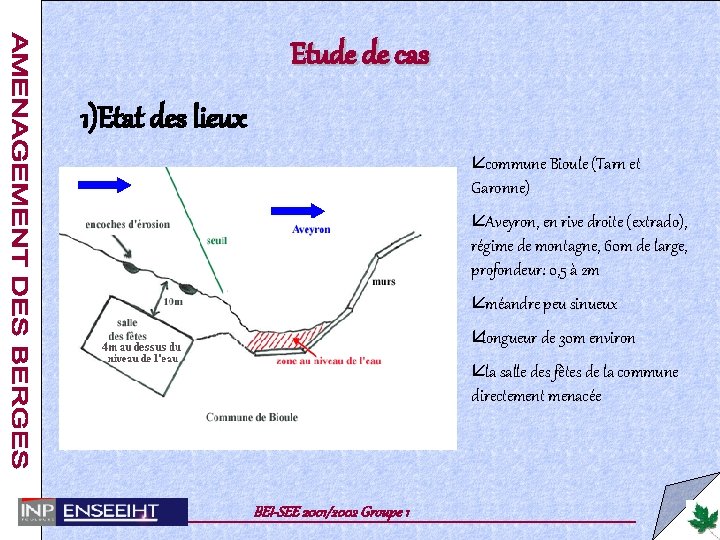 Etude de cas 1)Etat des lieux åcommune Bioule (Tarn et Garonne) åAveyron, en rive