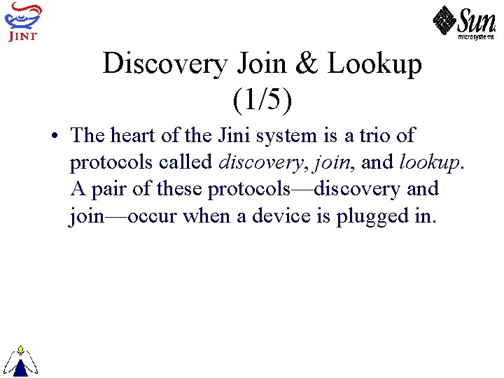 Discovery Join & Lookup (1/5) • The heart of the Jini system is a