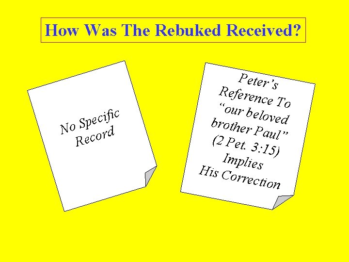 How Was The Rebuked Received? c i f i c pe S o N