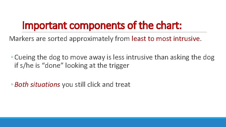 Important components of the chart: Markers are sorted approximately from least to most intrusive.