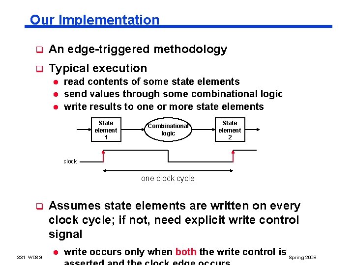 Our Implementation q An edge-triggered methodology q Typical execution l l l read contents