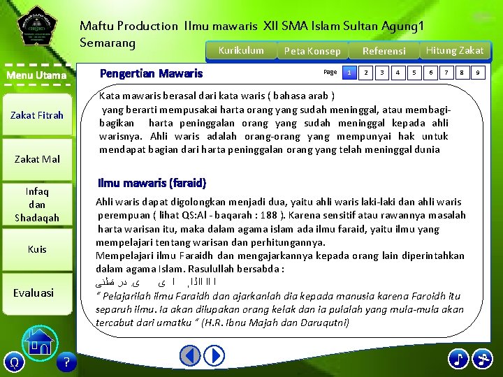 Maftu Production Ilmu mawaris XII SMA Islam Sultan Agung 1 Semarang Kurikulum Menu Utama