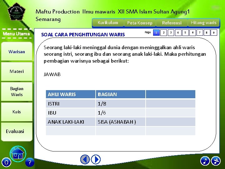 Maftu Production Ilmu mawaris XII SMA Islam Sultan Agung 1 Semarang Kurikulum Menu Utama