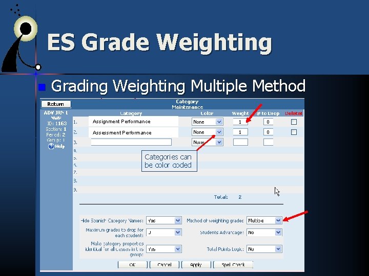 ES Grade Weighting n Grading Weighting Multiple Method Assignment Performance Assessment Performance Categories can
