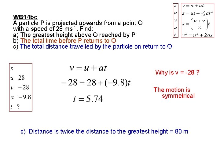 WB 14 bc A particle P is projected upwards from a point O with