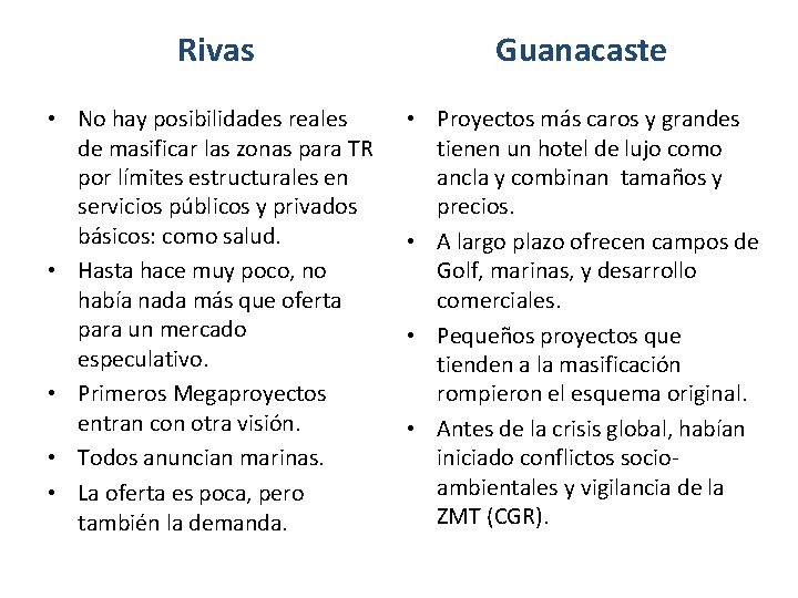 Rivas Guanacaste • No hay posibilidades reales de masificar las zonas para TR por