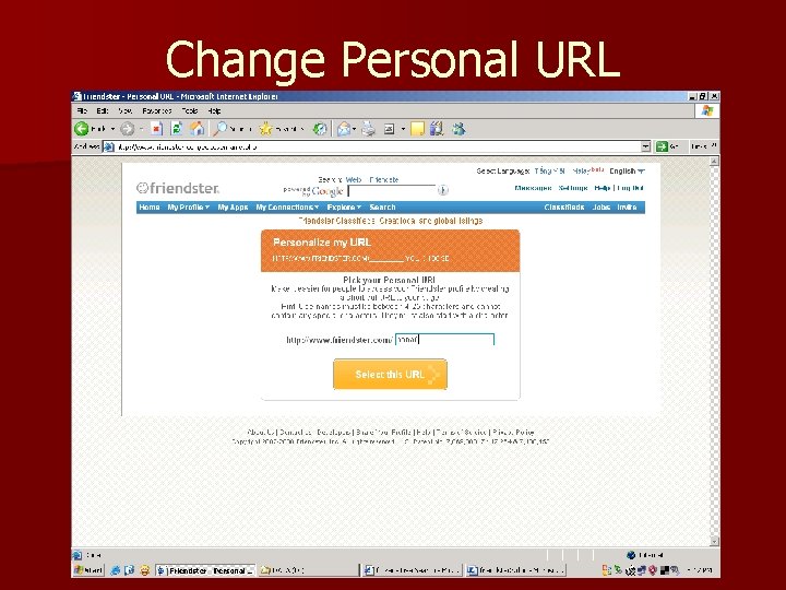 Change Personal URL 