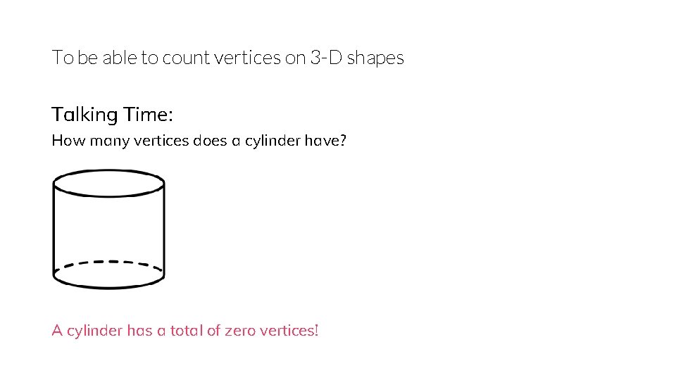 To be able to count vertices on 3 -D shapes Talking Time: How many