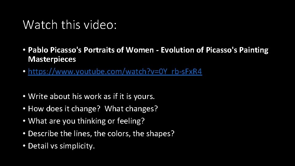 Watch this video: • Pablo Picasso's Portraits of Women - Evolution of Picasso's Painting