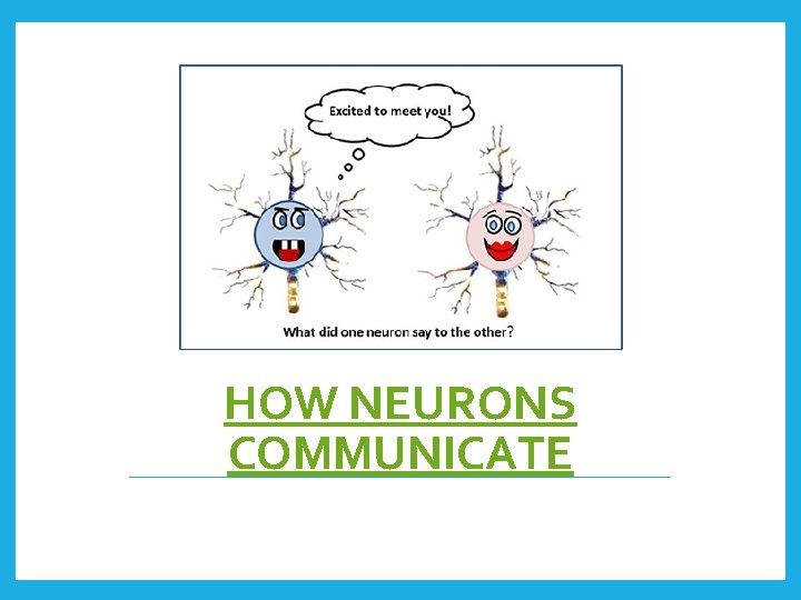 HOW NEURONS COMMUNICATE 