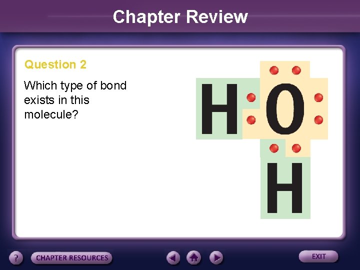 Chapter Review Question 2 Which type of bond exists in this molecule? 