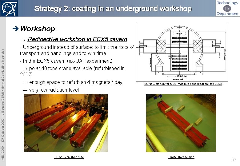 Strategy 2: coating in an underground workshop Workshop AEC 2009 – 12 th October