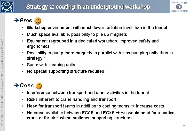 Strategy 2: coating in an underground workshop AEC 2009 – 12 th October 2009