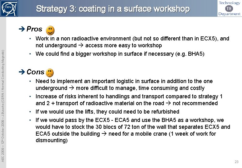 Strategy 3: coating in a surface workshop AEC 2009 – 12 th October 2009