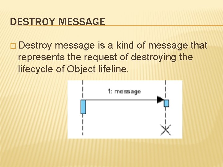 DESTROY MESSAGE � Destroy message is a kind of message that represents the request