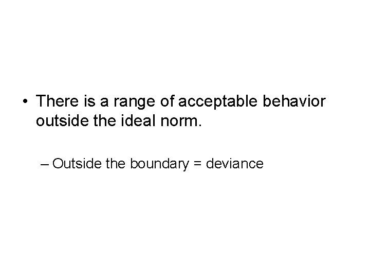  • There is a range of acceptable behavior outside the ideal norm. –