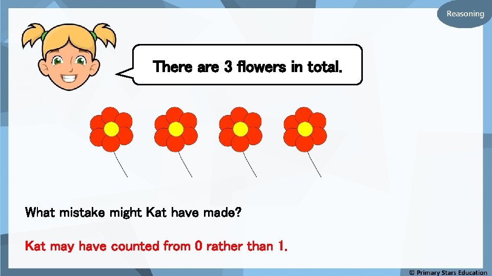 There are 3 flowers in total. What mistake might Kat have made? Kat may
