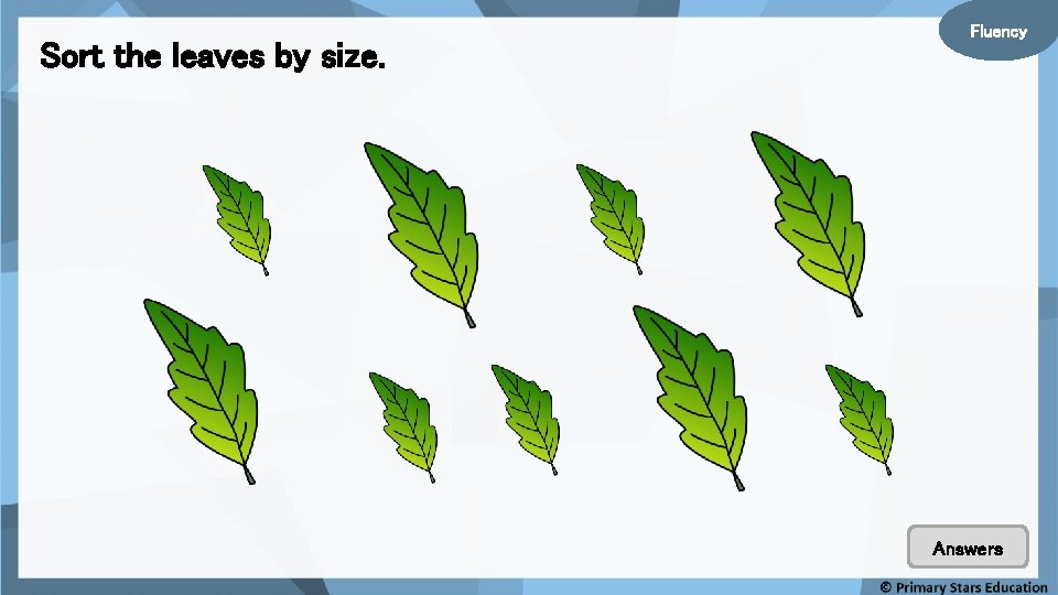 Sort the leaves by size. Fluency Answers 