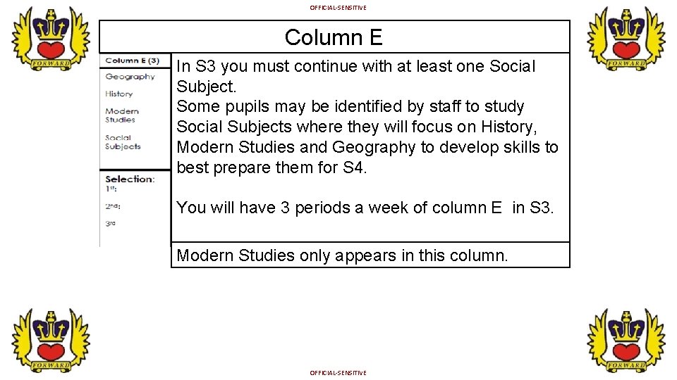 OFFICIAL-SENSITIVE Column E In S 3 you must continue with at least one Social