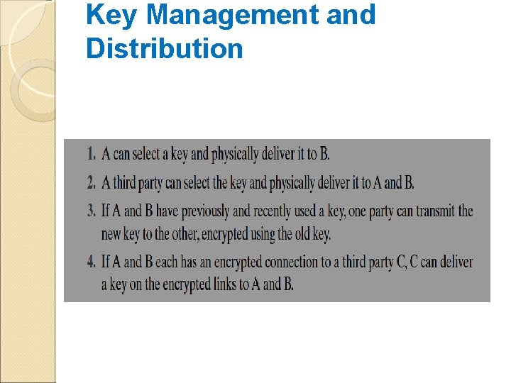 Key Management and Distribution 