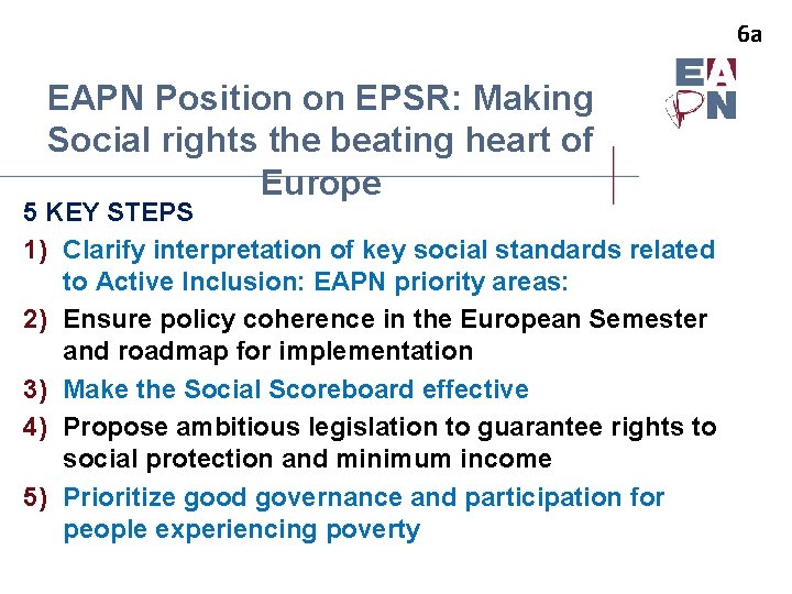 6 a EAPN Position on EPSR: Making Social rights the beating heart of Europe