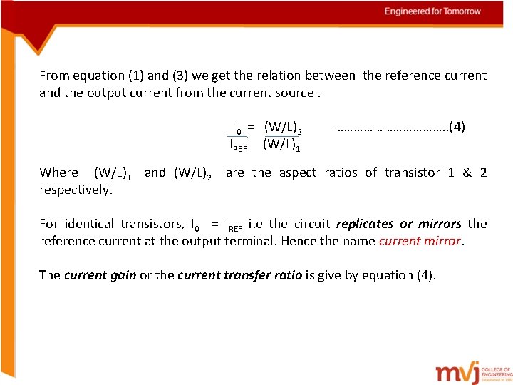 From equation (1) and (3) we get the relation between the reference current and