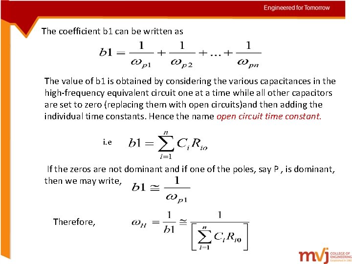 The coefficient b 1 can be written as The value of b 1 is