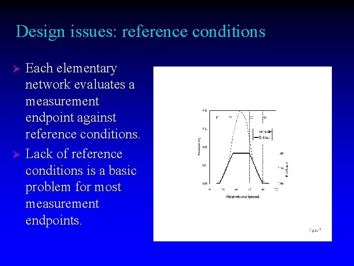 Design issues: reference conditions Ø Ø Each elementary network evaluates a measurement endpoint against