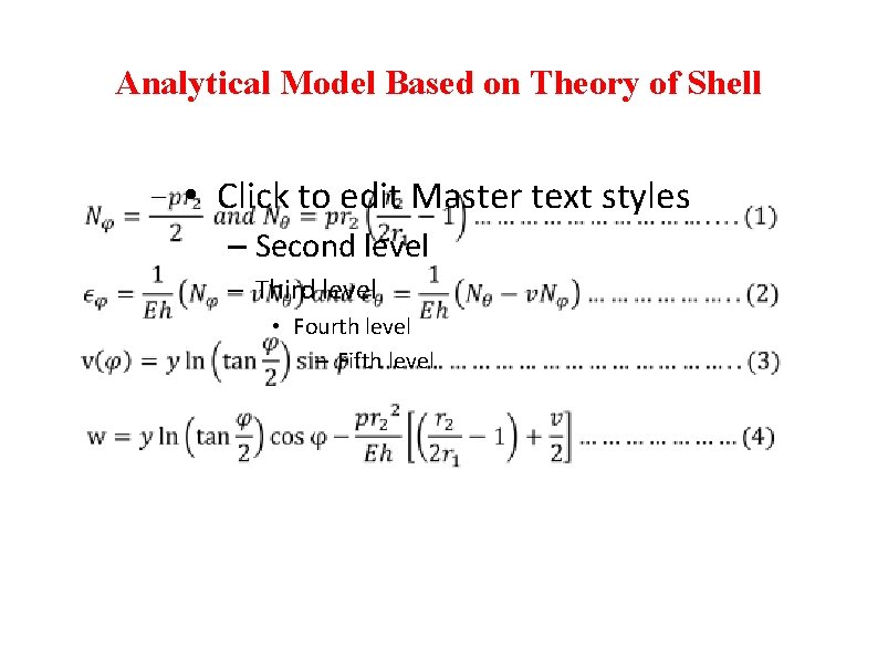 Analytical Model Based on Theory of Shell • Click to edit Master text styles