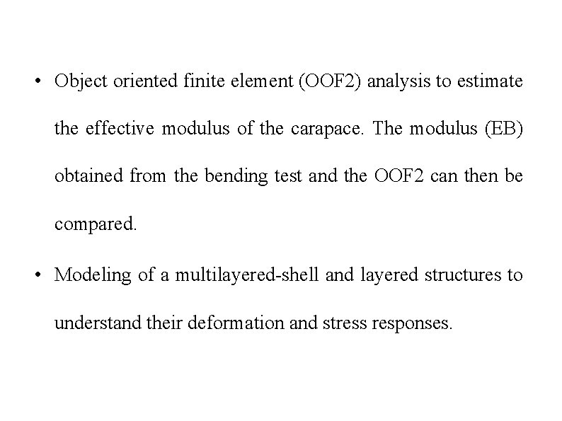  • Object oriented finite element (OOF 2) analysis to estimate the effective modulus