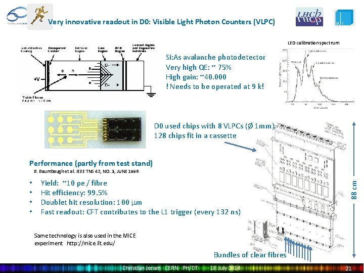 Very innovative readout in D 0: Visible Light Photon Counters (VLPC) LED calibration spectrum