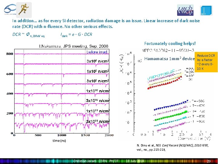 In addition… as for every Si detector, radiation damage is an issue. Linear increase