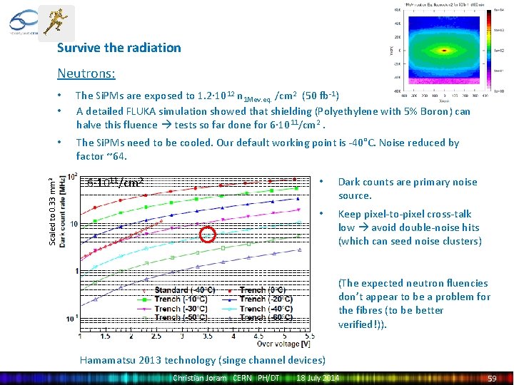 Survive the radiation Scaled to 0. 33 mm 2 Neutrons: • • The Si.