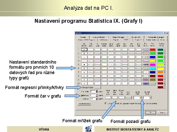 Analýza dat na PC I. Nastavení programu Statistica IX. (Grafy I) Nastavení standardního formátu Analýza dat na PC I. Nastavení programu Statistica IX. (Grafy I) Nastavení standardního formátu