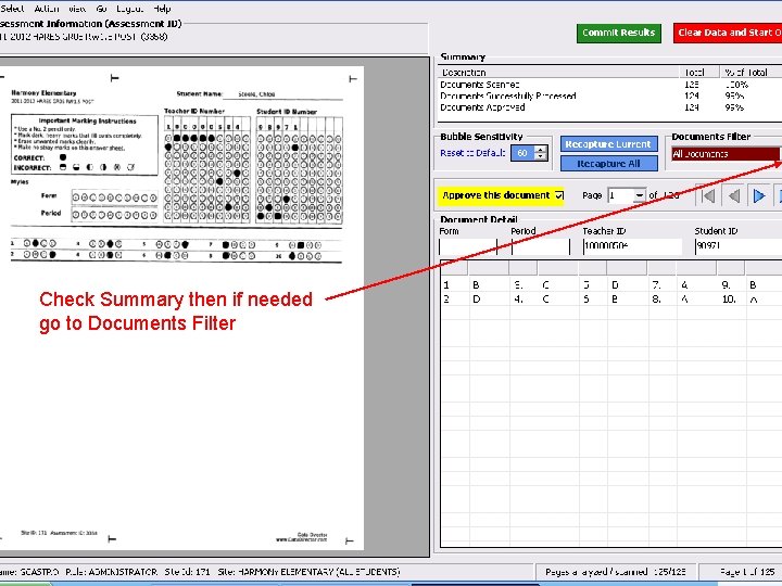 Check Summary then if needed go to Documents Filter 