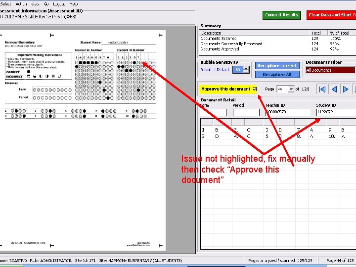 Issue not highlighted, fix manually then check “Approve this document” 