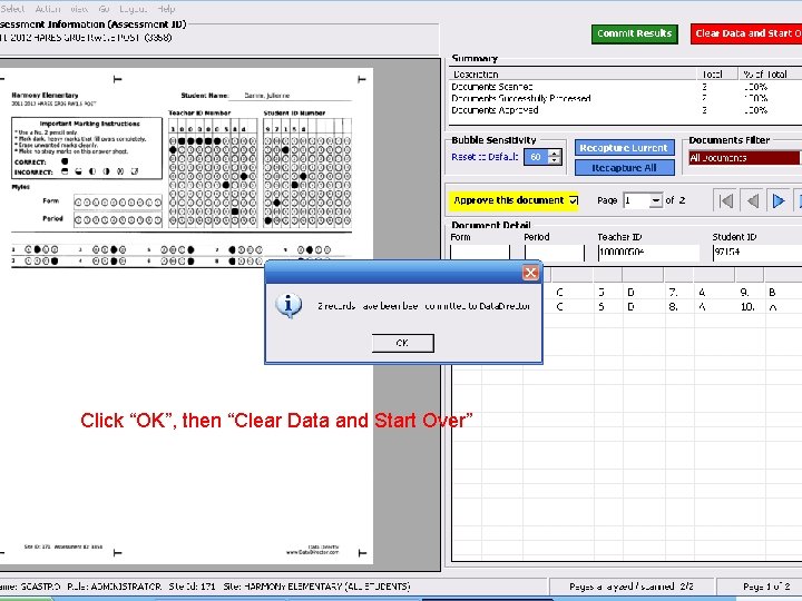 Click “OK”, then “Clear Data and Start Over” 