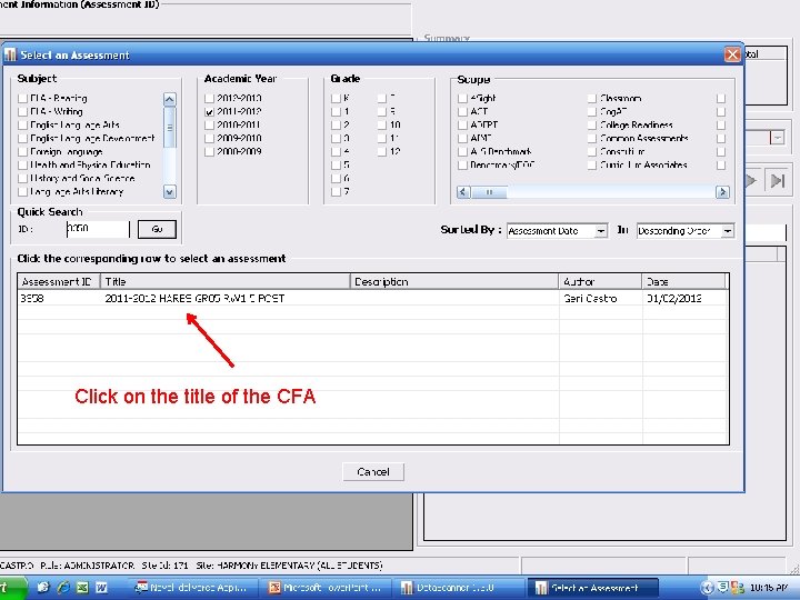 Click on the title of the CFA 
