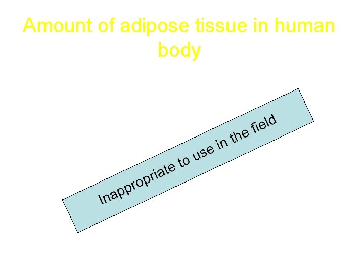 Amount of adipose tissue in human body • • Possible Difficult Time consuming Expensive